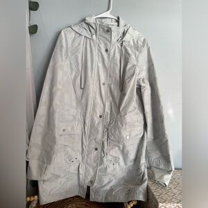 Women's Hooded Gray Rain Jacket